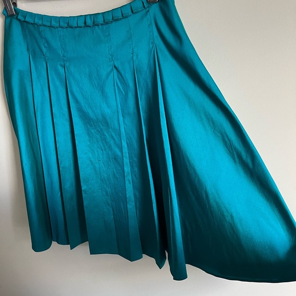 Calypso Christian Celle Silk Teal Pleated Mini Skirt Size XS EUC. - Picture 3 of 13